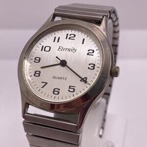 Eternity Mens Silver Tone Stretch Band Watch New Battery
